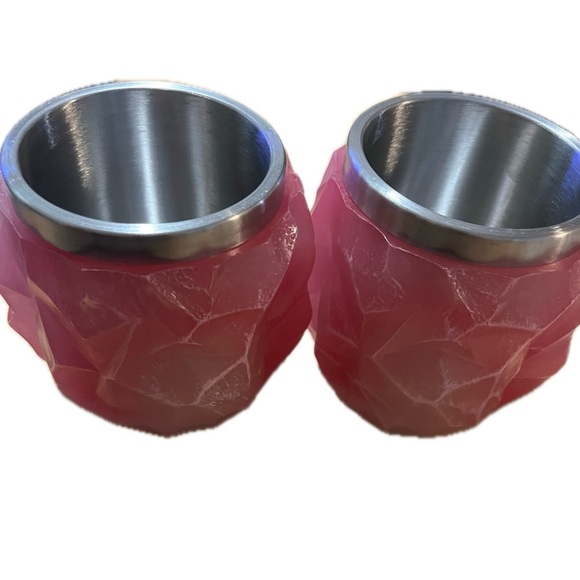 Pink Geometric Mugs with Stainless Steel Interior - Picture 4 of 6